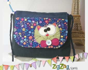 Monsieur Chat shoulder strap, children's handbag, flap bag, light crossbody strap or shoulder carry