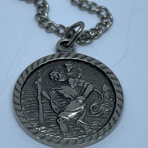 Vintage St Christopher pendant 16 inch chain