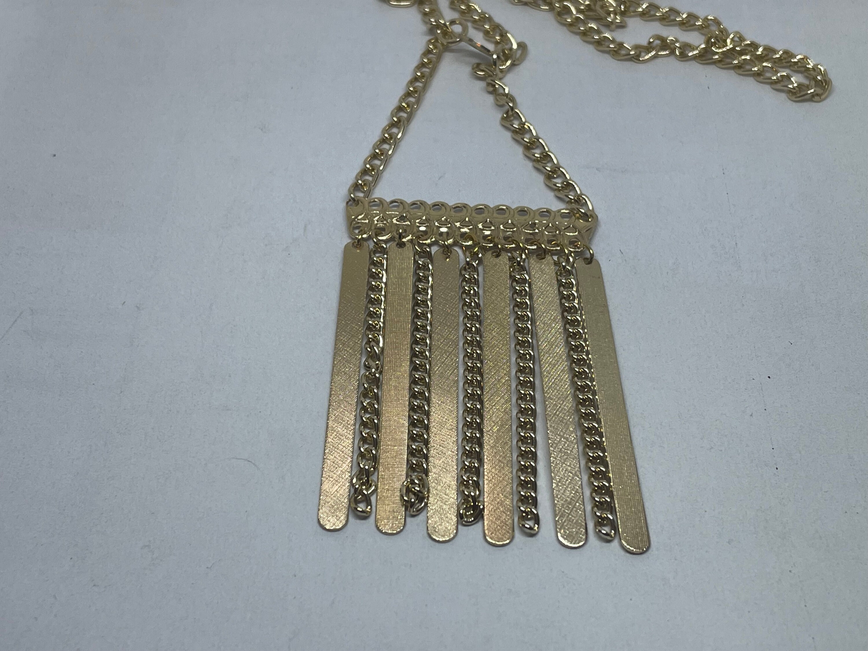 1970's Fringed Pendant Gilt on 30 Inch Chain - Etsy