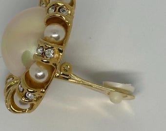 Boucles D'oreilles Clips Vintage Années 80 - Marguerite Avec Strass ORENA, Diamètre 2,5 Cm, Doré