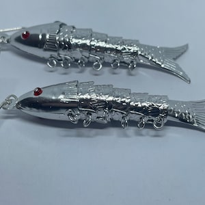 Vintage 1970's light weight articulated Fish Earrings