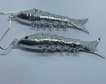 Vintage 1970's light weight articulated Fish Earrings