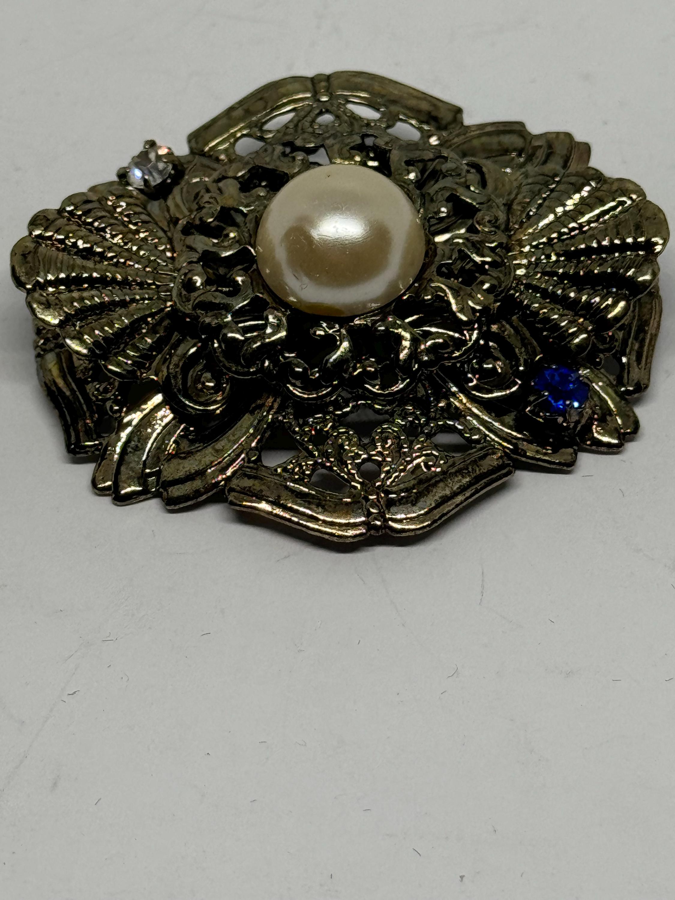 フェイクパールのヴィンテージブローチ フィリグリー Teasgarden №7154