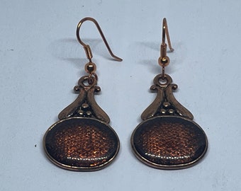 Vintage Copper Drop Dangle Earrings New old stock 1980's