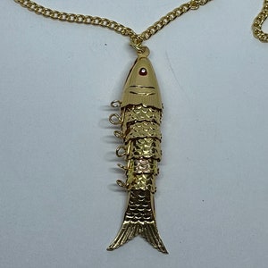 Vintage Gilt Articulated Fish Pendant New Old Stock - Etsy