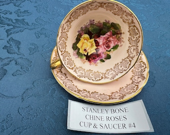 Rare Stanley Bone China Cup and Saucer Roses - Main Image
