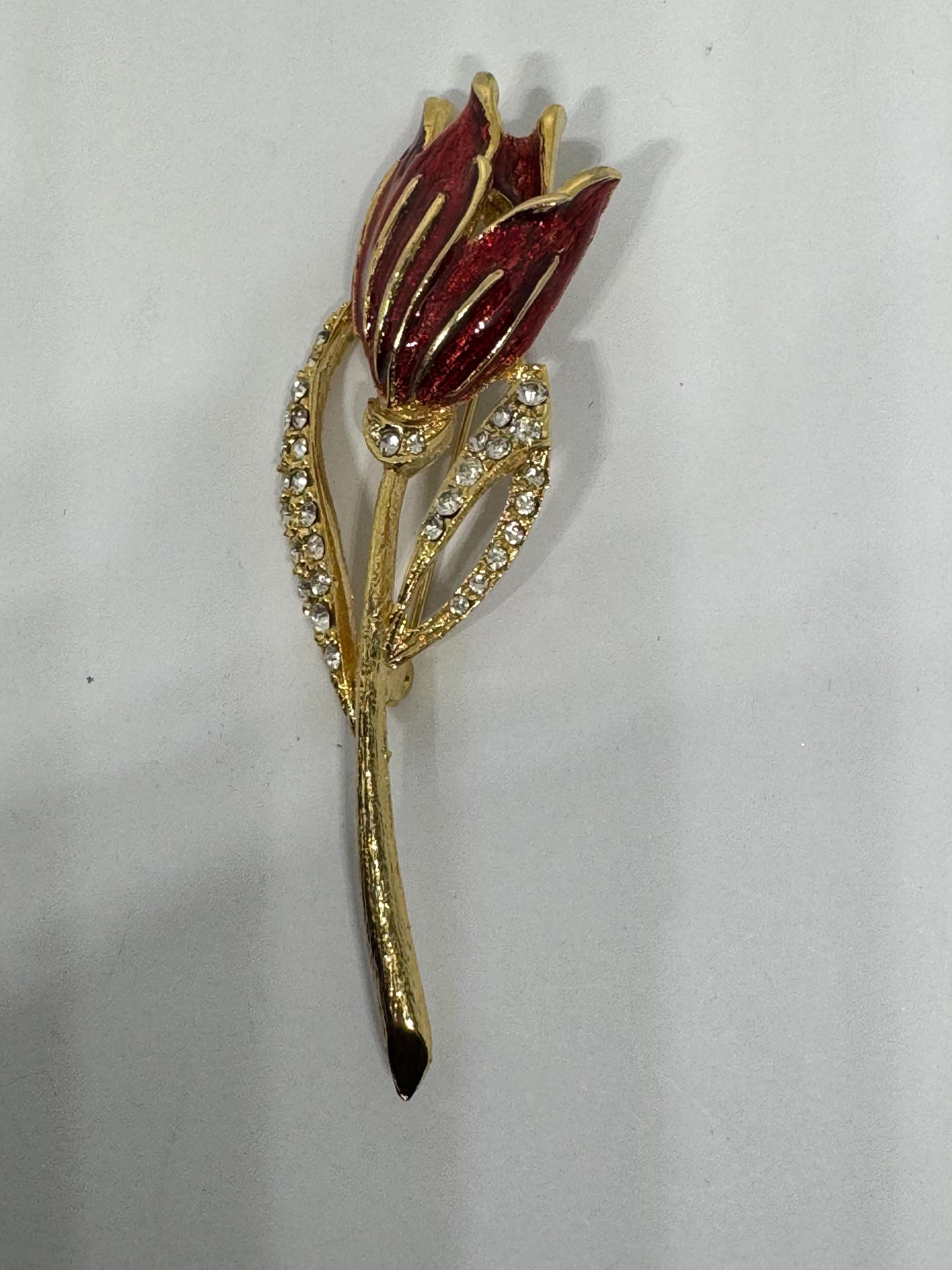 セブンイレブン 冬ギフト カタログ in Brooch Tulip Large 1980's Vintage Red With Black or その他