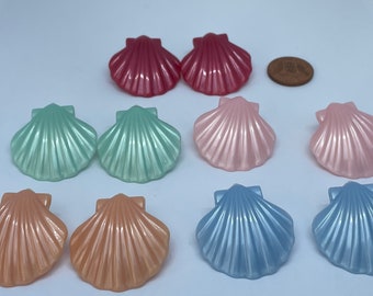 Vintage 1950's 1960's Plastic Clam Shell Clip on earrings available in Five colours