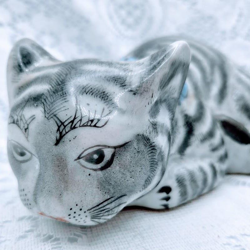 Striped Figure Porcelain Stripe Cat - Etsy