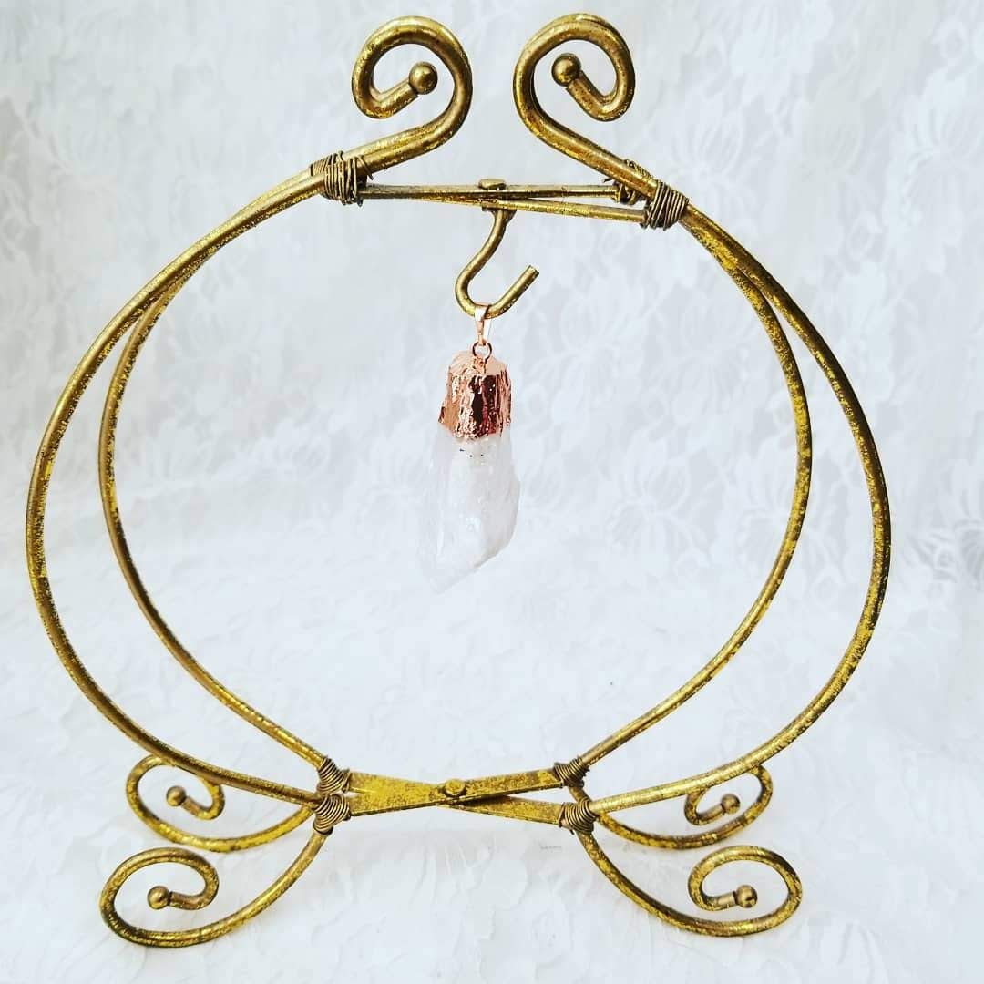 Folding Brass Metal Ornament Display Stand Perfect for Crystals