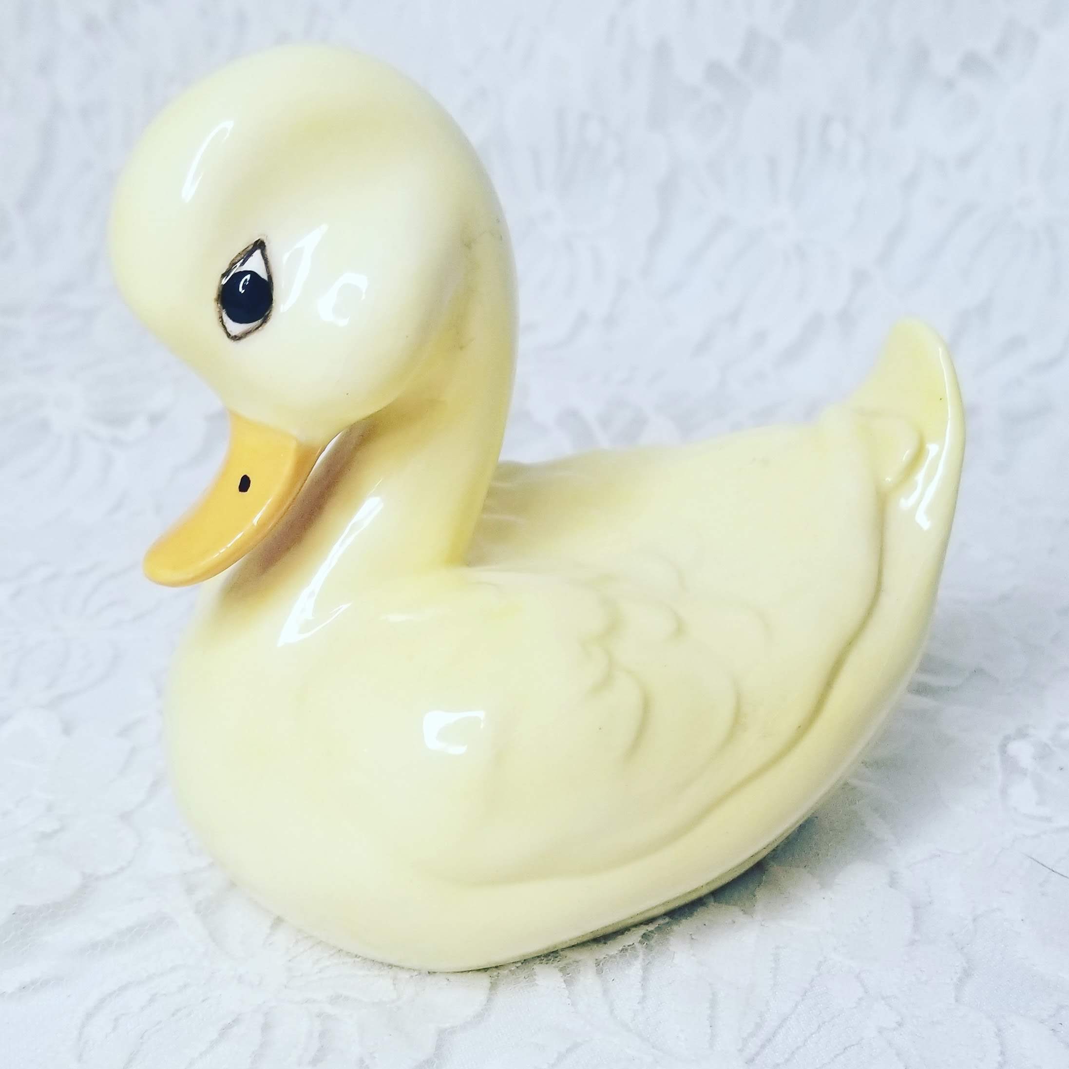 Vintage Ceramic Porcelain DUCK Figurine Handmade Unmarked 5 by 4 by 3
