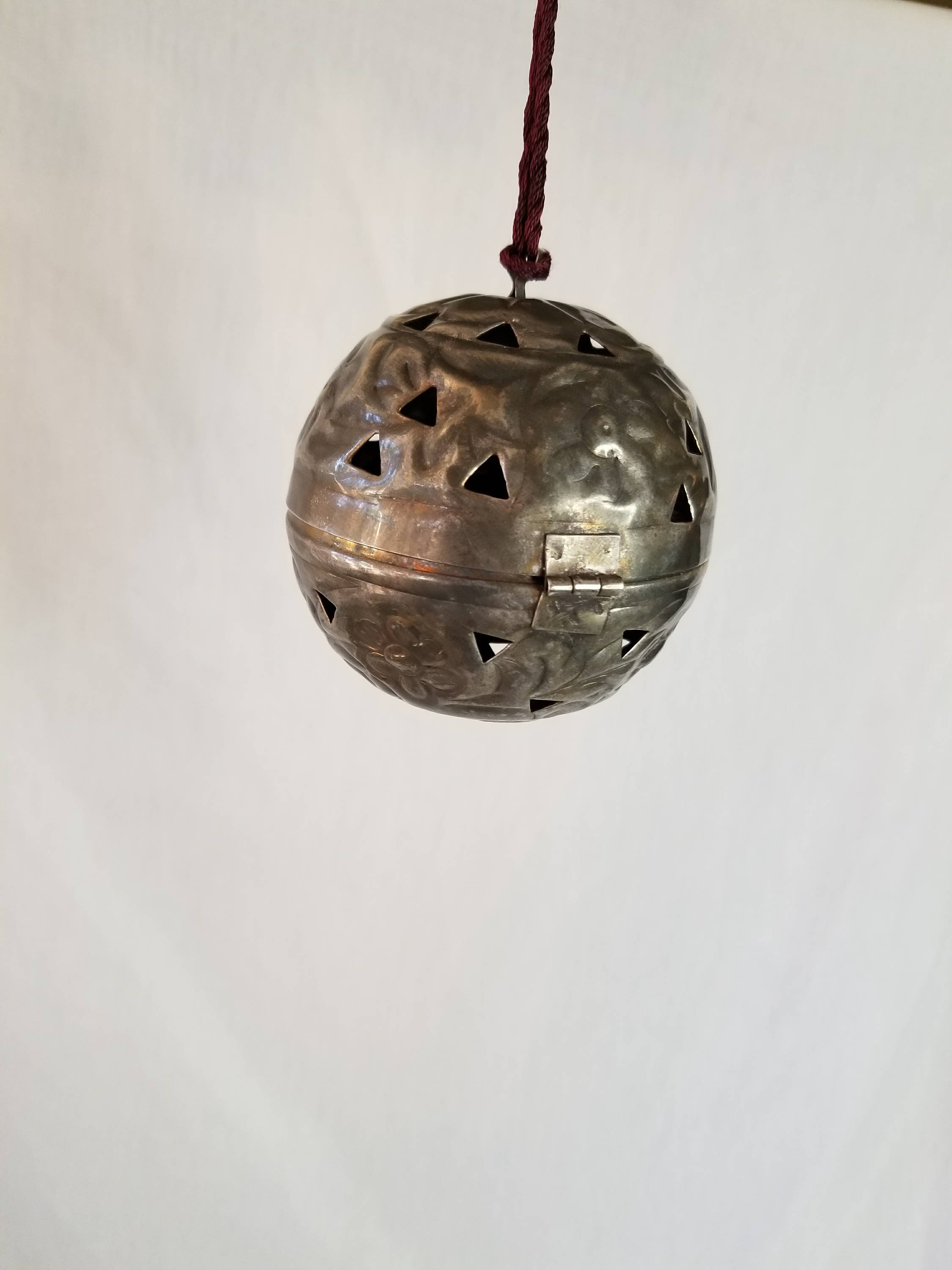 Vintage Silver Plate Incense Burner Hinged Hanging Ball Plated Censer