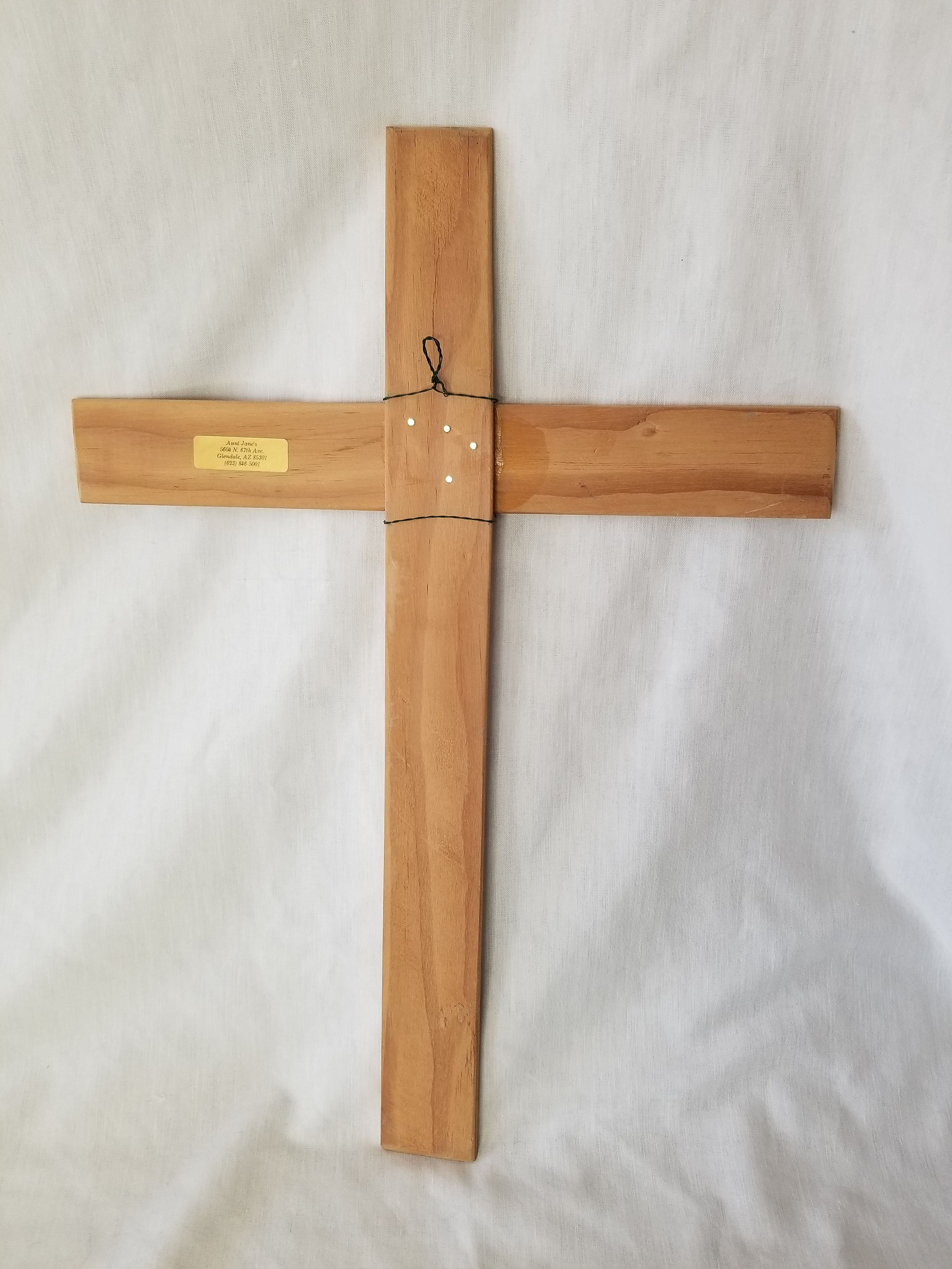 Vintage Hand Painted Wooden Cross Wall Hanging Large 20 X 14 Pink Roses On Wood