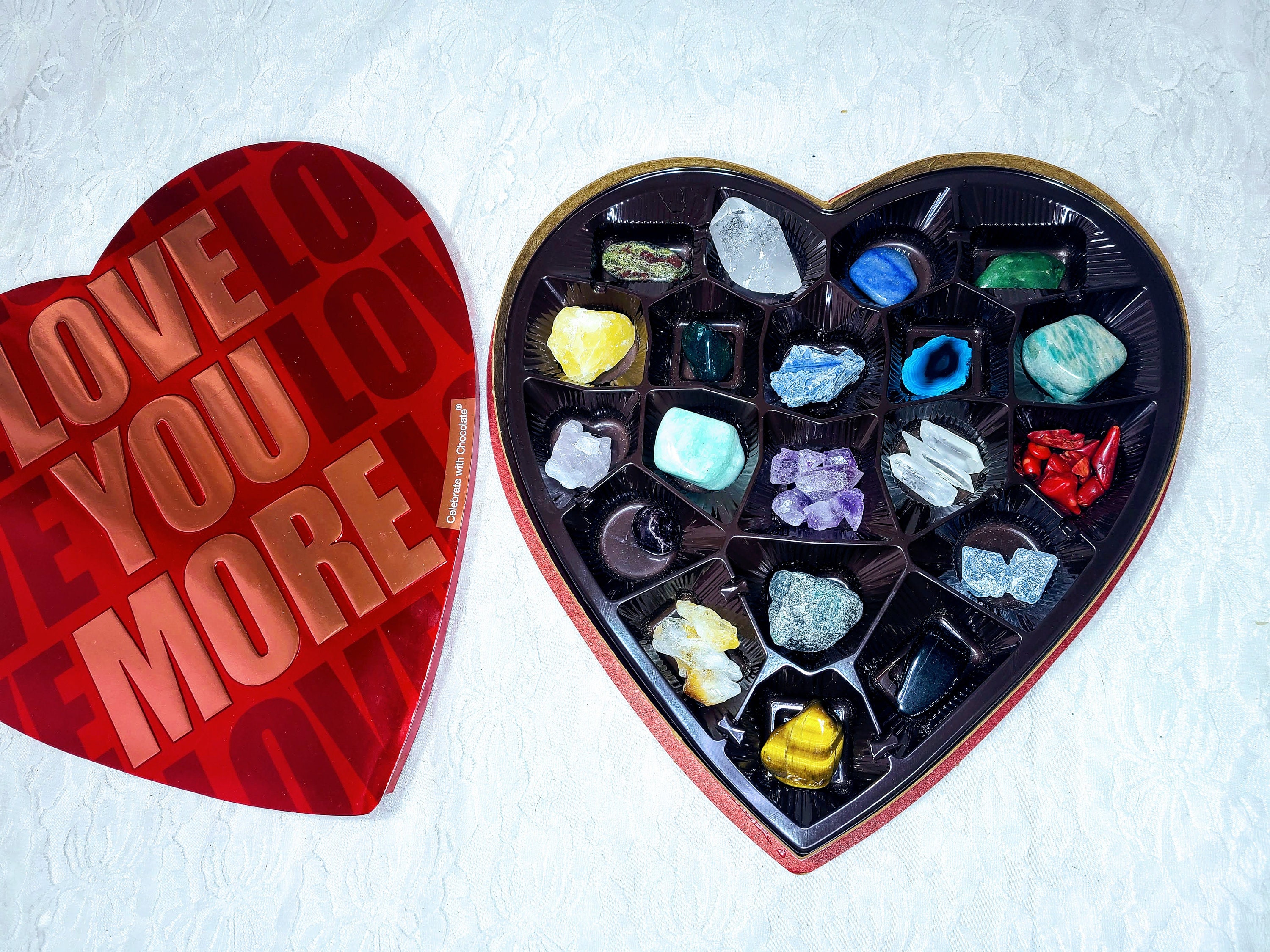 Reserved M 2 8 Valentines Day Box Of Mixed Crystals Large 13 Valentine Candy Box Heart Box Valentines Crystals Free Ship Usa Box 2