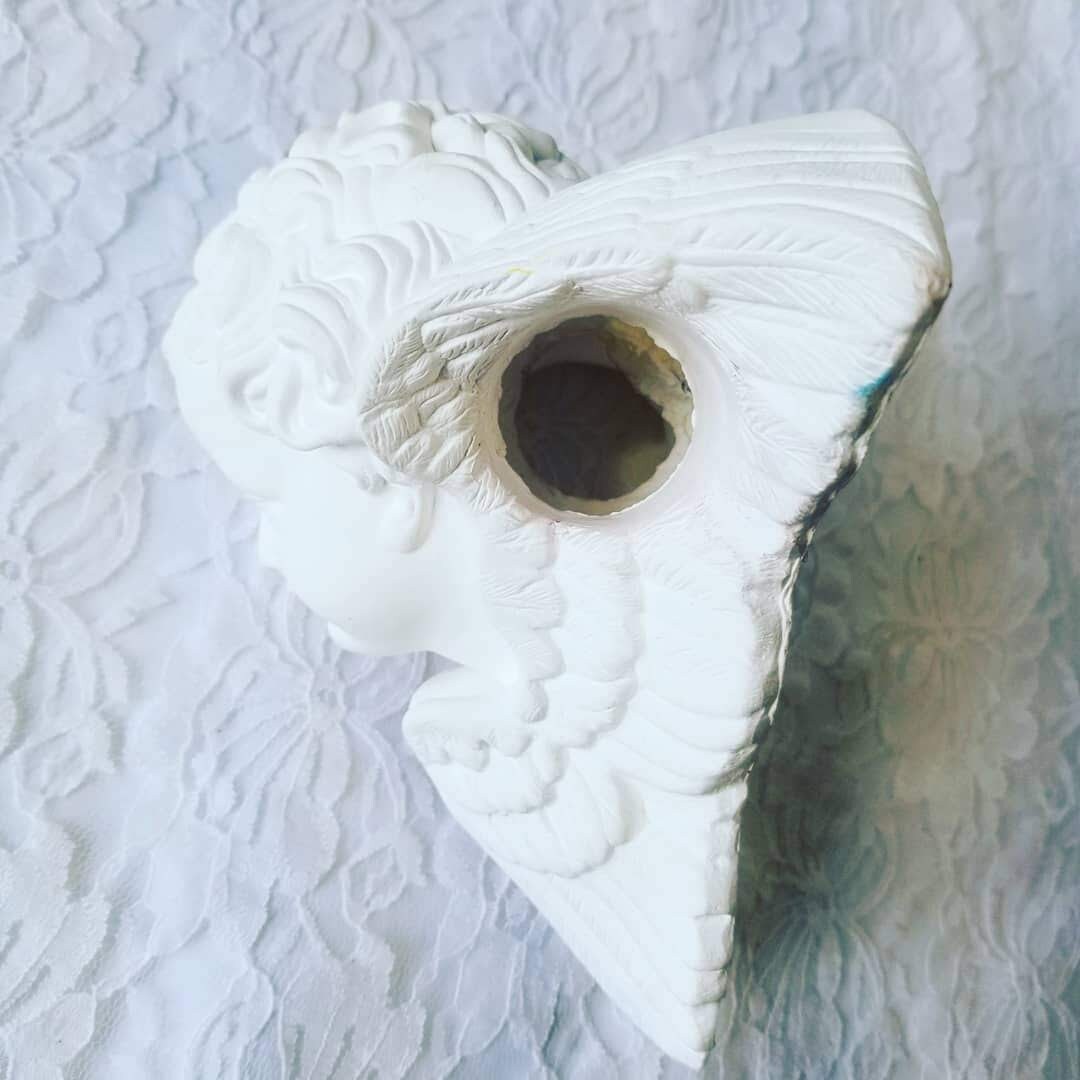 White Plaster You Paint Cherub Angel Drapery Scarf Swag Wall