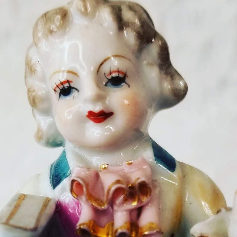 Antique French Victorian Bisque Statue Figurine 5 Tall Delicate Child