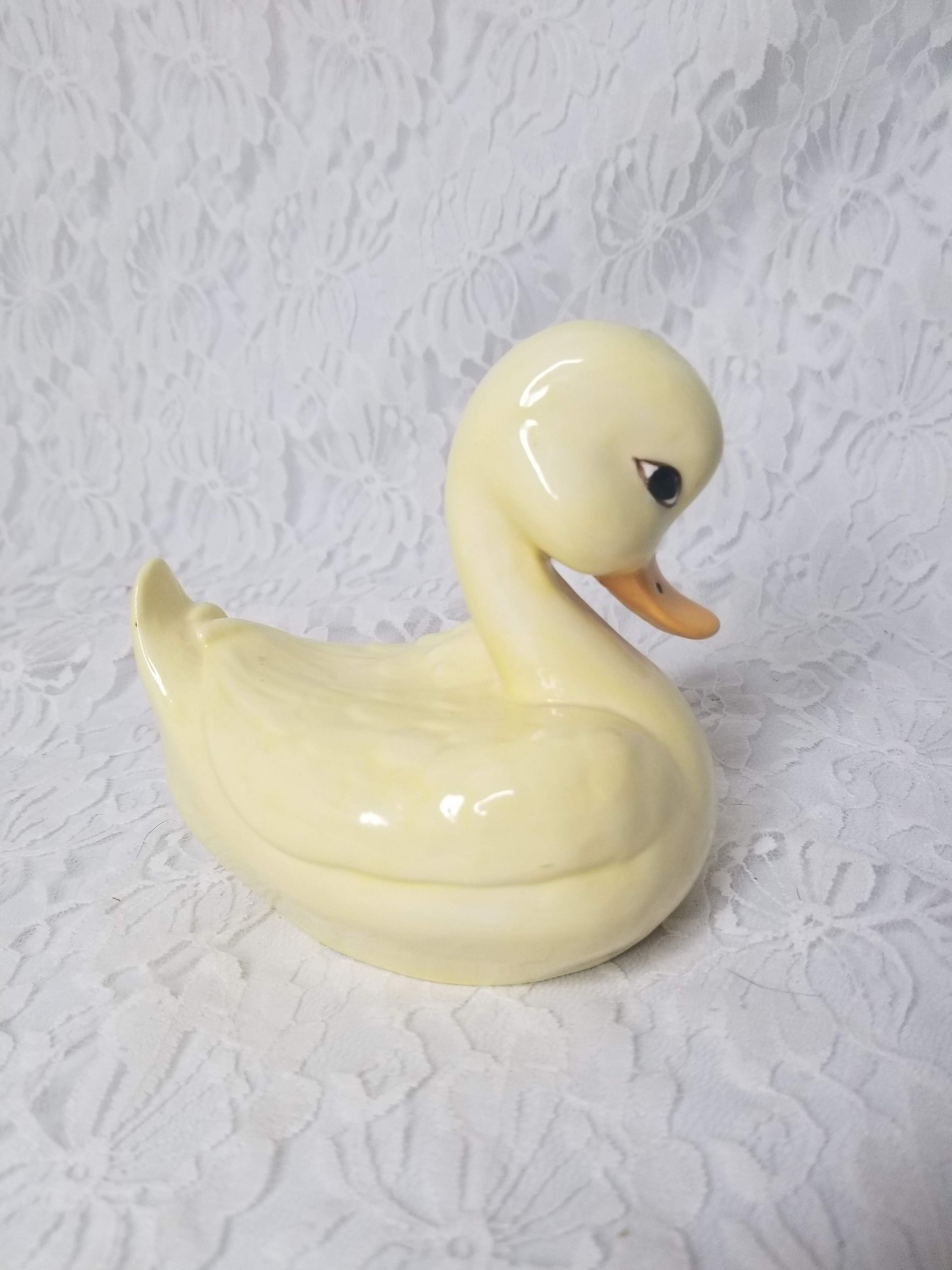 Vintage Ceramic Porcelain DUCK Figurine Handmade Unmarked 5 by 4 by 3