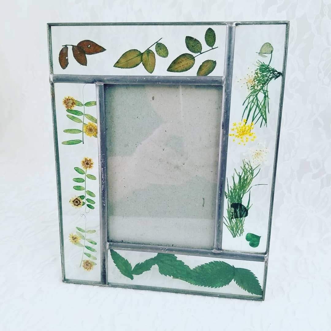 Set of Two Pressed Flower Botanical Glass Photo Picture ...