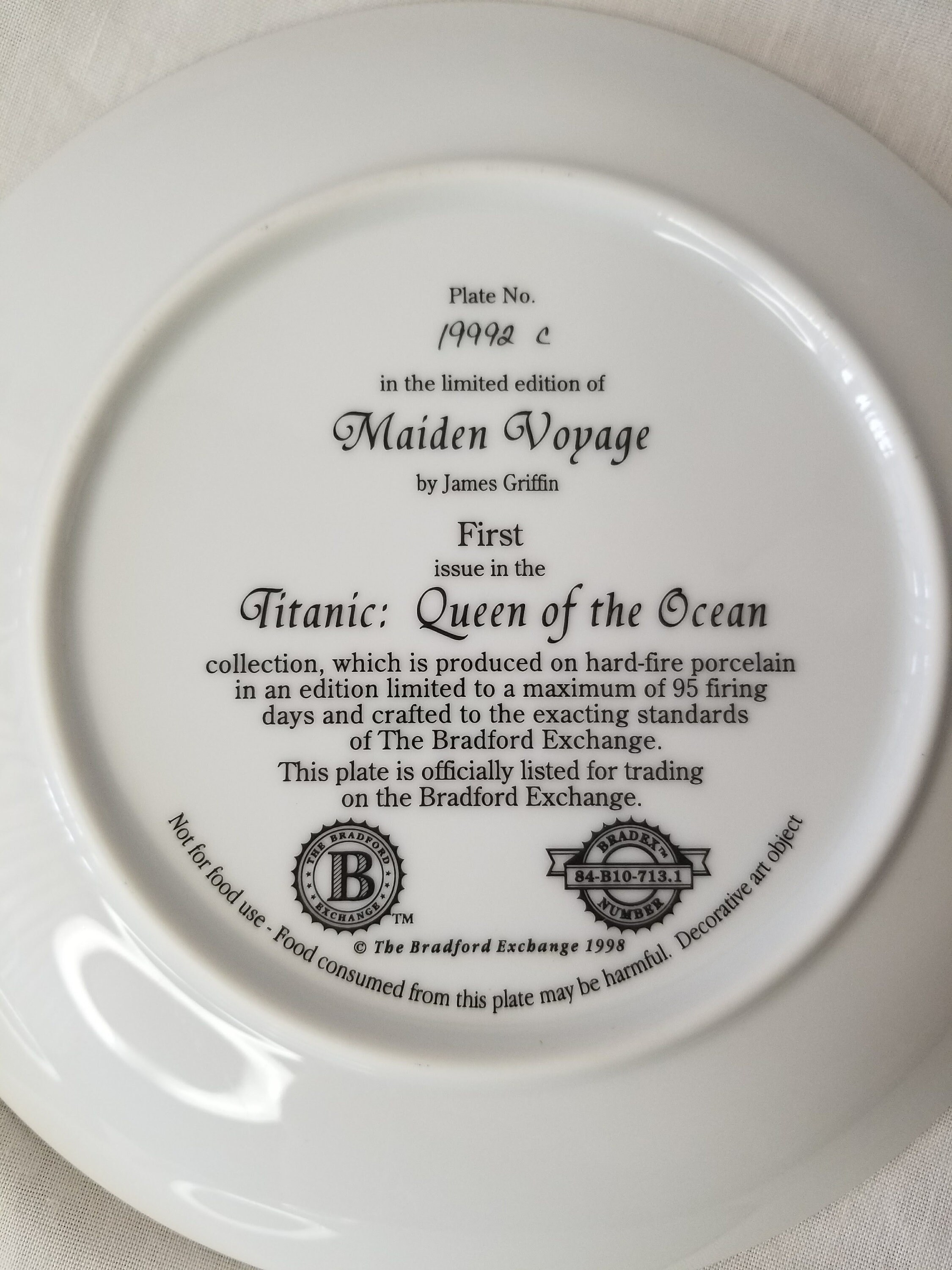 Titanic Cruise Ship Fine Porcelain Plate Set of 3 Titanic Collection