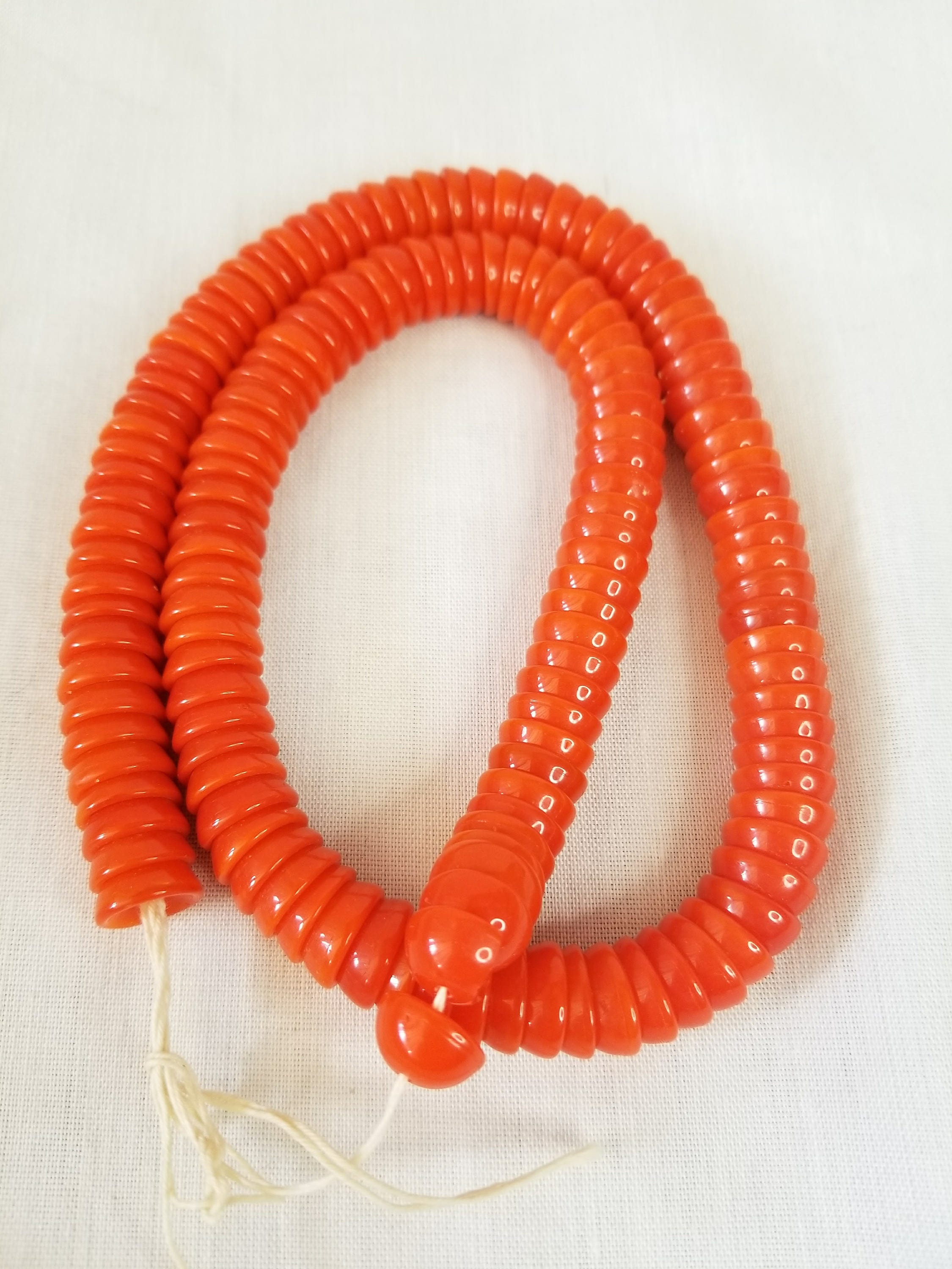 Vintage Bakelite? Lucite? HEAVY LARGE 13mmMOD Beads Strand Half Round