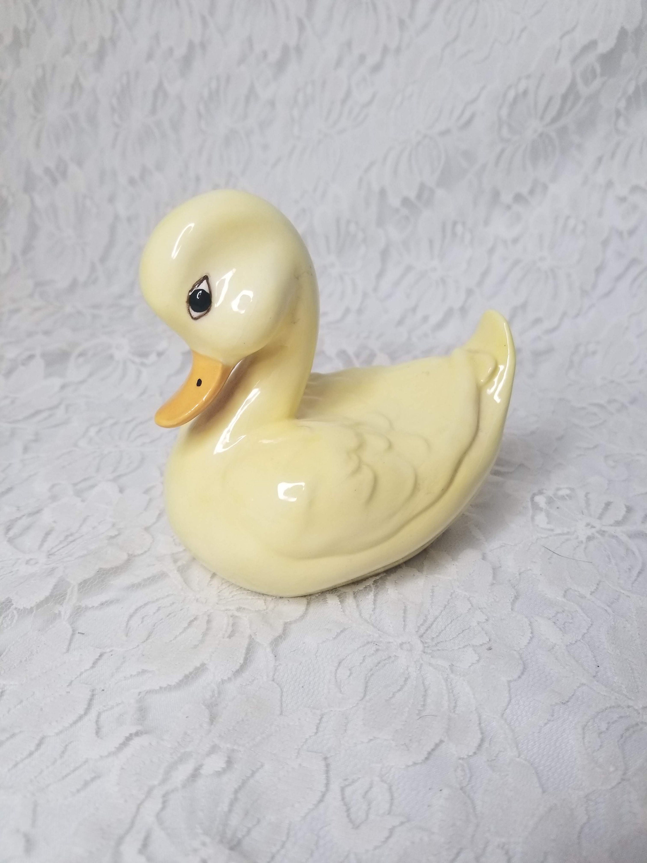 Vintage Ceramic Porcelain DUCK Figurine Handmade Unmarked 5 by 4 by 3