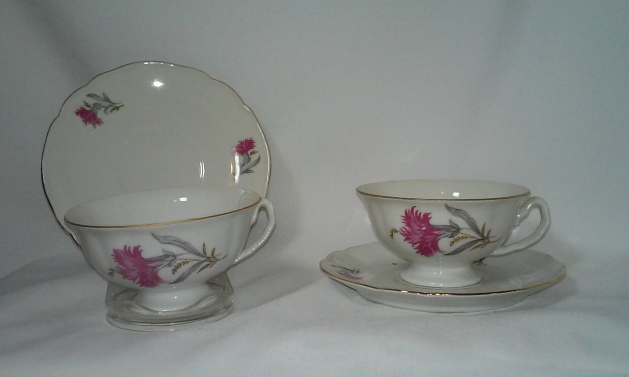 CLEARANCE Set of TWO Small Tea Cups and Saucers Child Size Tea Set