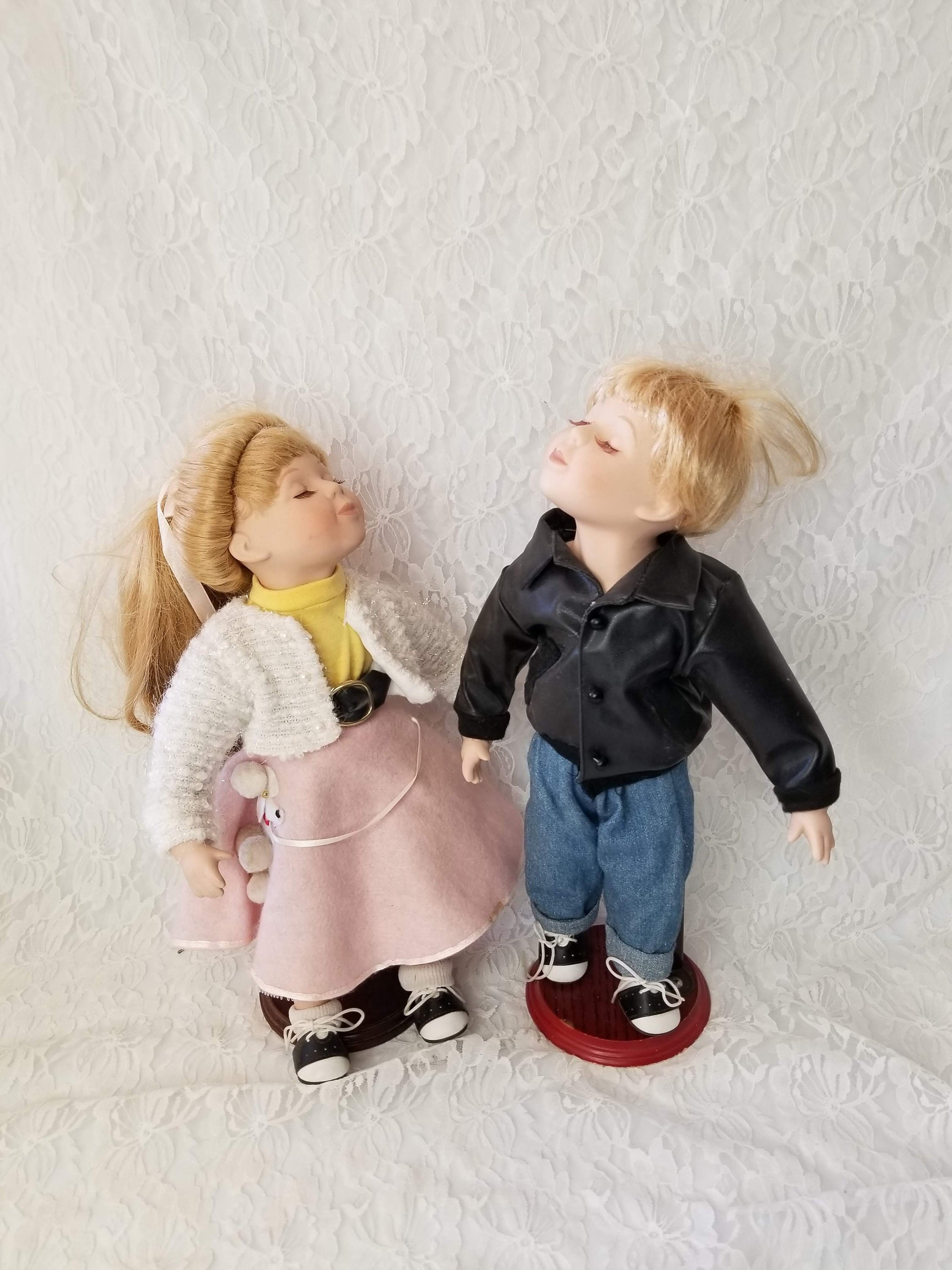 Rockabilly Kissing Dolls 14 Kissing Dolls Porcelain Boy and Girl