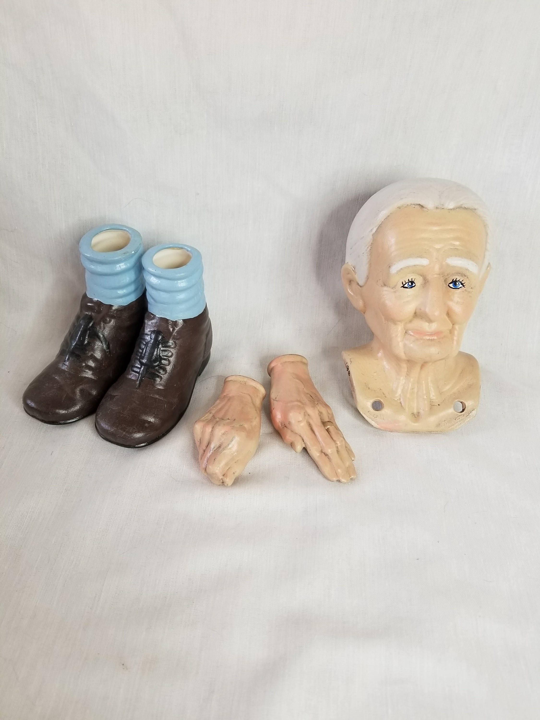 porcelain doll head and hands set