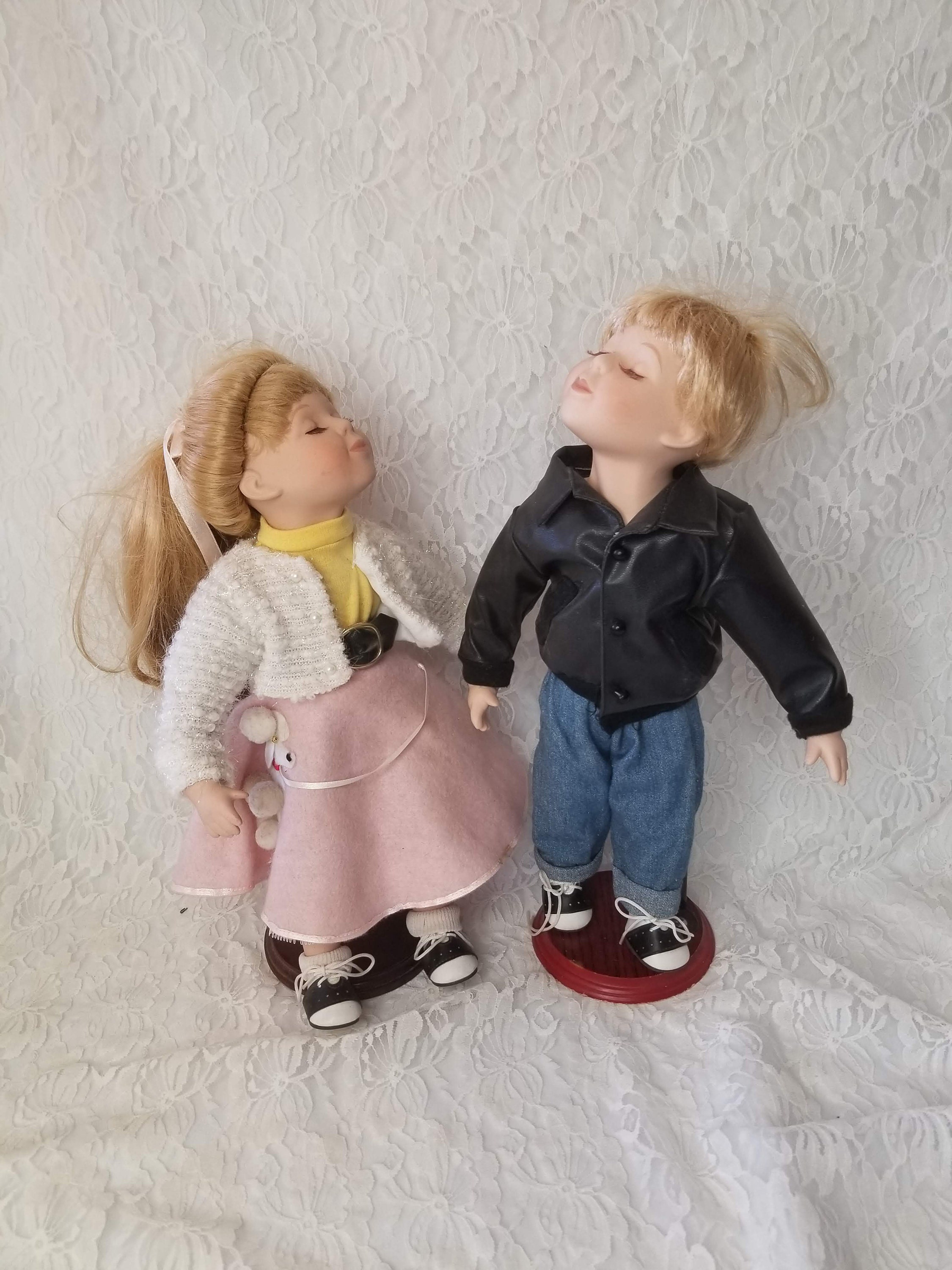 Rockabilly Kissing Dolls 14 Kissing Dolls Porcelain Boy and Girl
