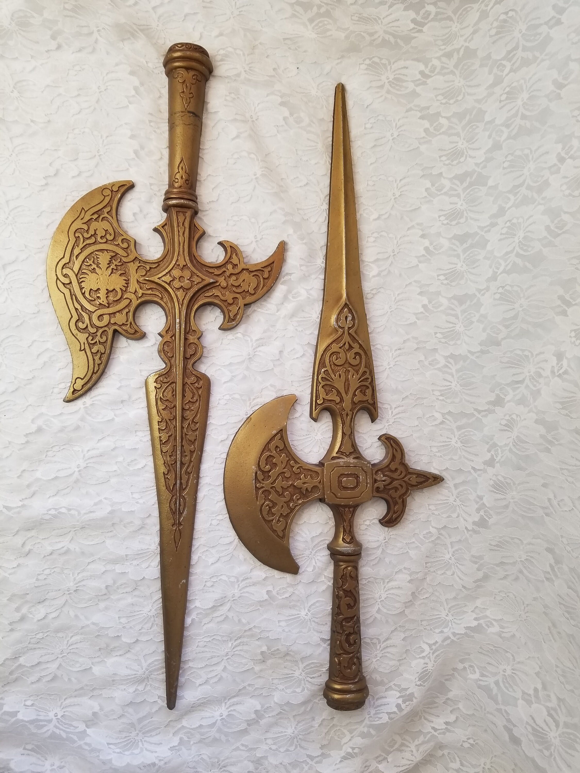 Reserved Nick 10/17 Set of TWO Large Vintage Sexton Cast Metal Medieval