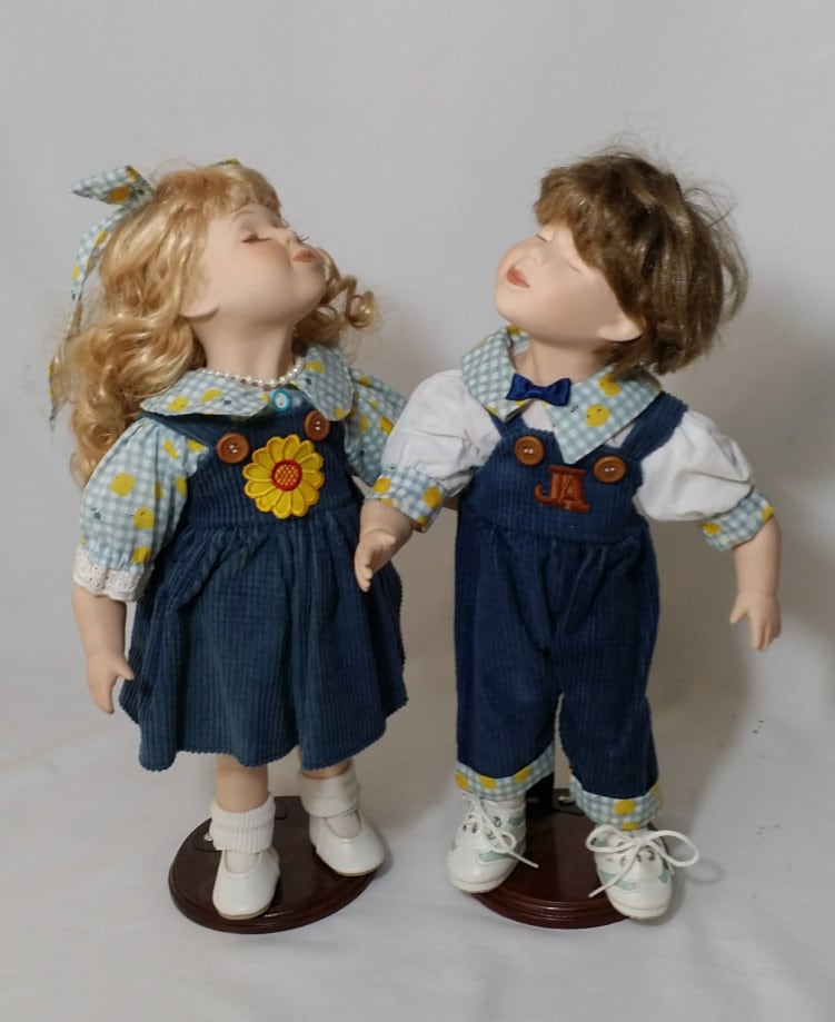 14 Kissing Dolls Porcelain Boy and Girl Dolls Country Chic Rustic