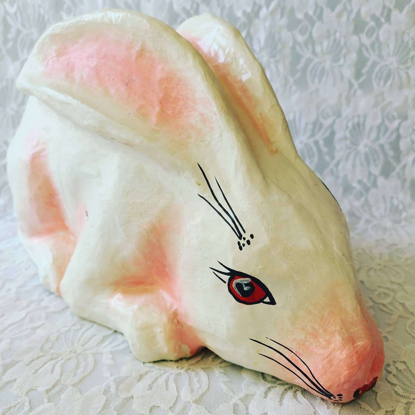 Large Vintage Paper Mache Bunny Rabbit Hare Easter Decoration Life