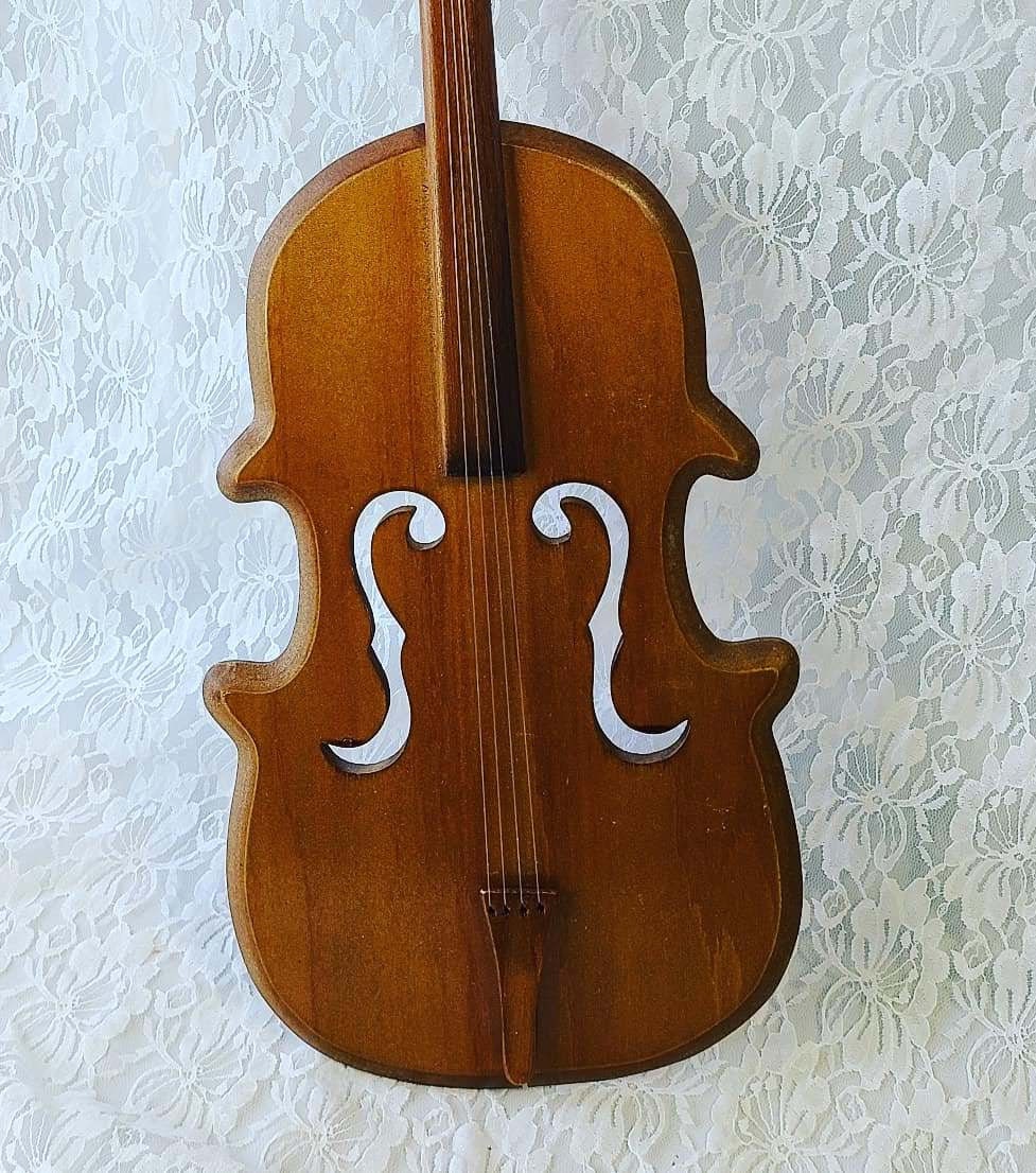 Vintage HUGE Life Size Violin Wall Hanging Hand Carved Hand Painted