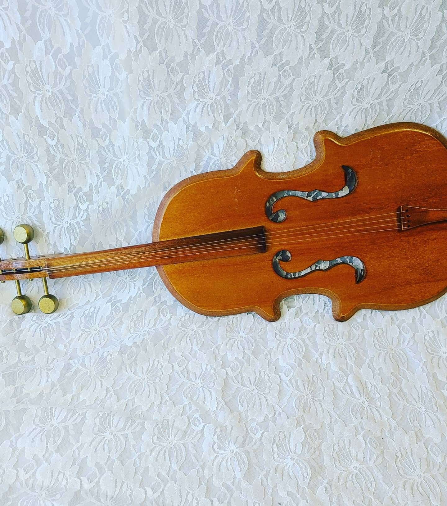 Vintage HUGE Life Size Violin Wall Hanging Hand Carved Hand Painted