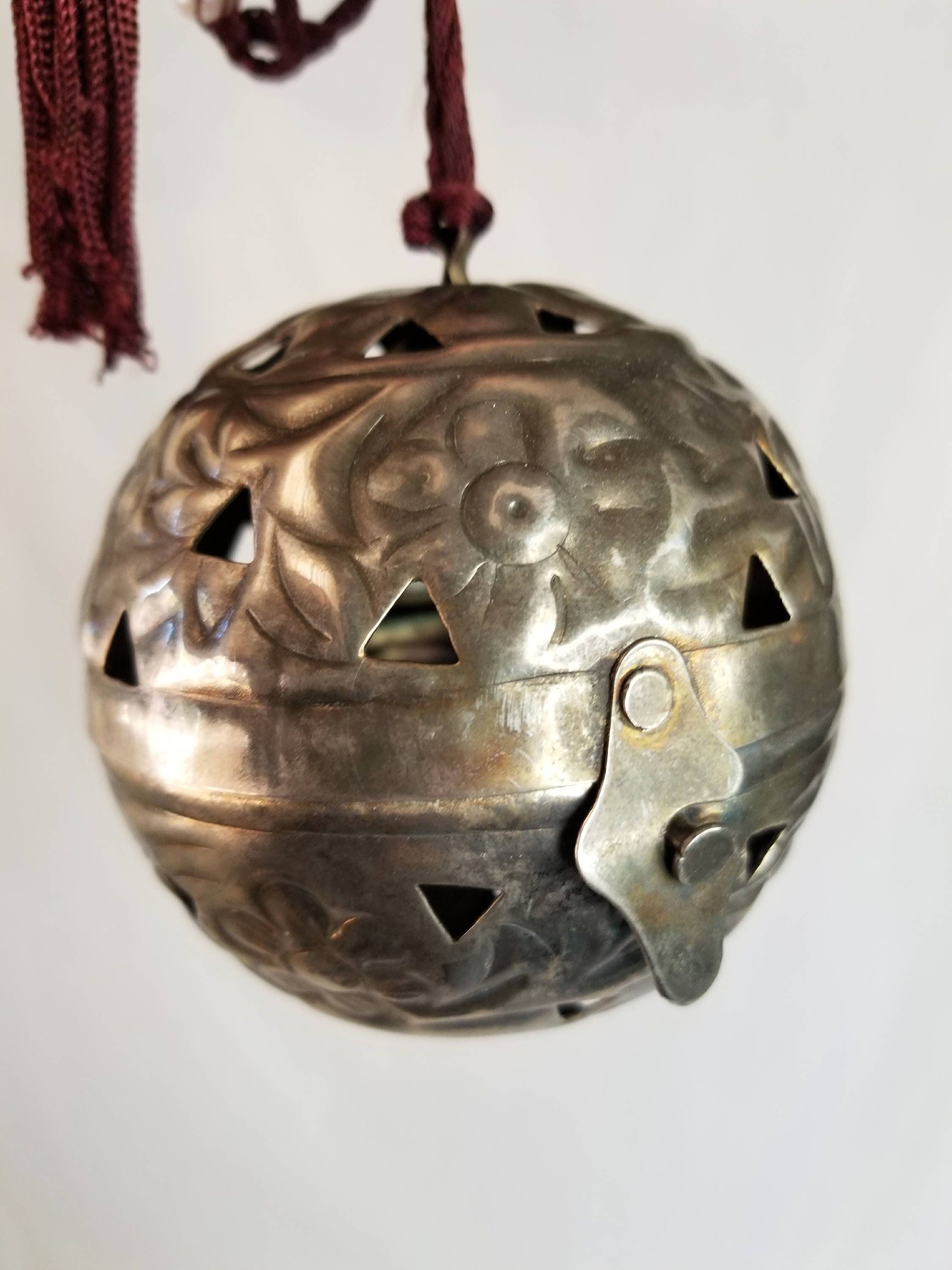 Vintage Silver Plate Incense Burner Hinged Hanging Ball Plated Censer