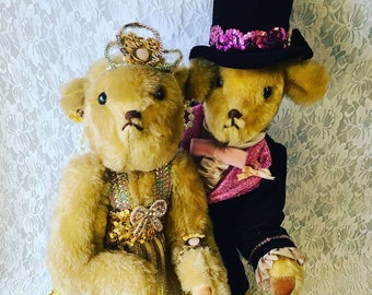 Amazing Set of Two (2) 21&quot; Handmade Jointed Dancing 1920&#39;s Art Deco Teddy Bears ~ Unique ~ Steif-Like ~ RARE Find!