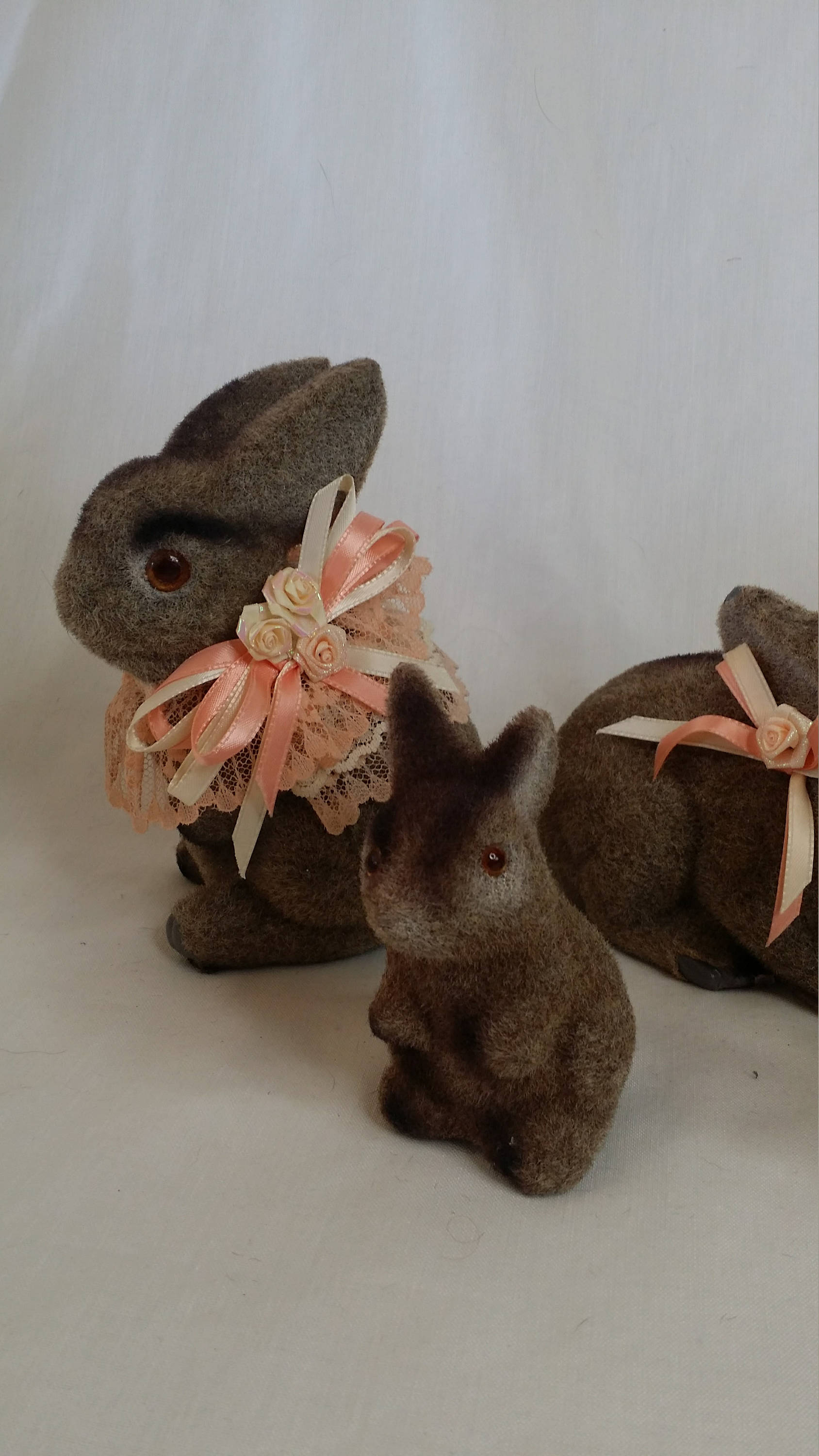 Flocked Decorative Bunny Rabbits Set of 5 Flocked Animal Toys from