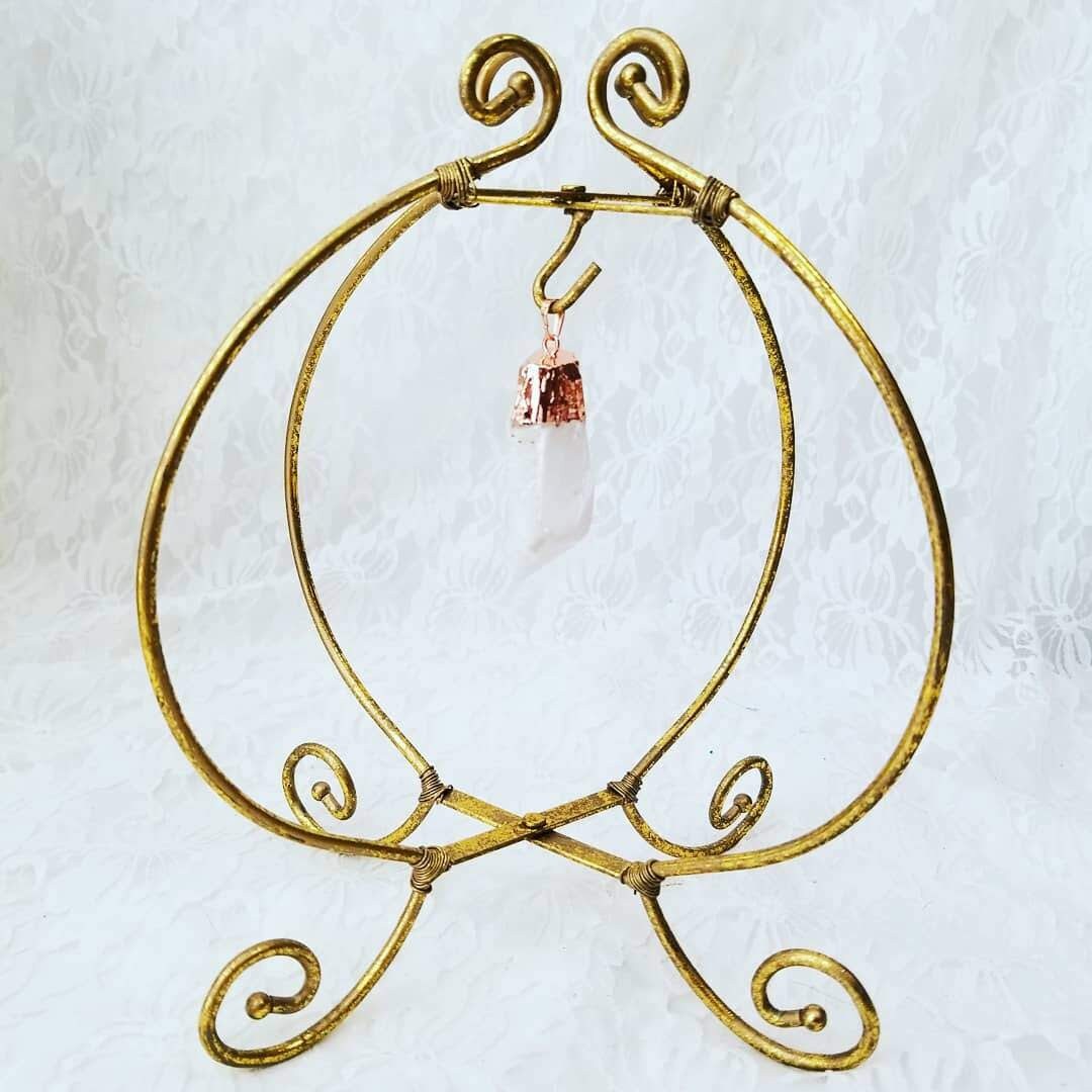 Folding Brass Metal Ornament Display Stand Perfect for Crystals