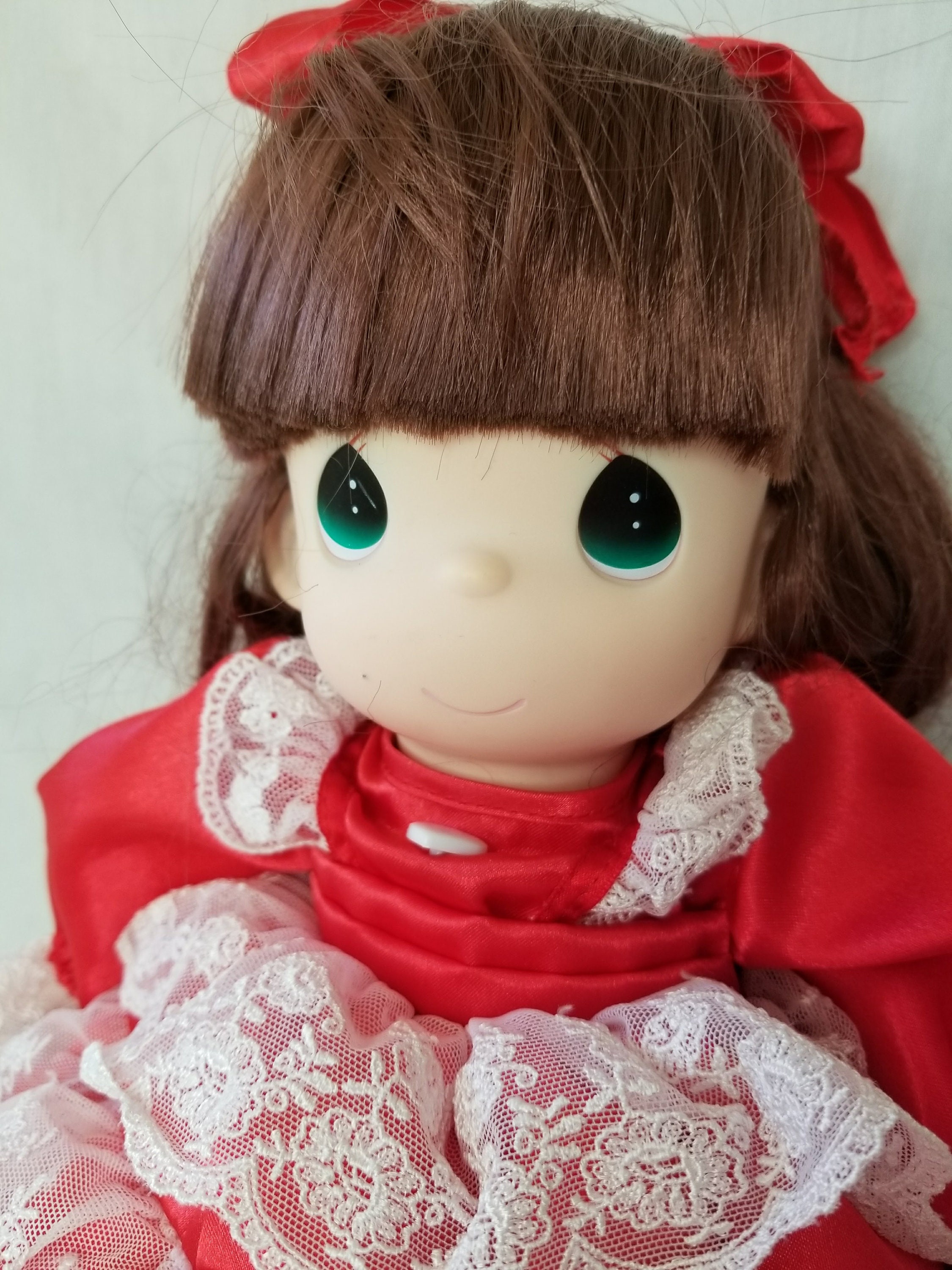 RETIRED 1999 Precious Moments 16 Girl Doll Red Dress Vinyl ~ Gift for Her Gift for Girl