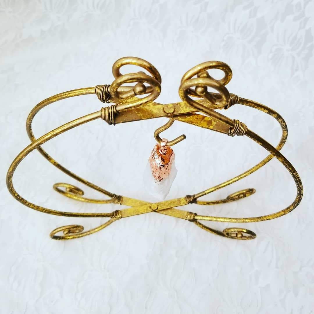 Folding Brass Metal Ornament Display Stand Perfect for Crystals