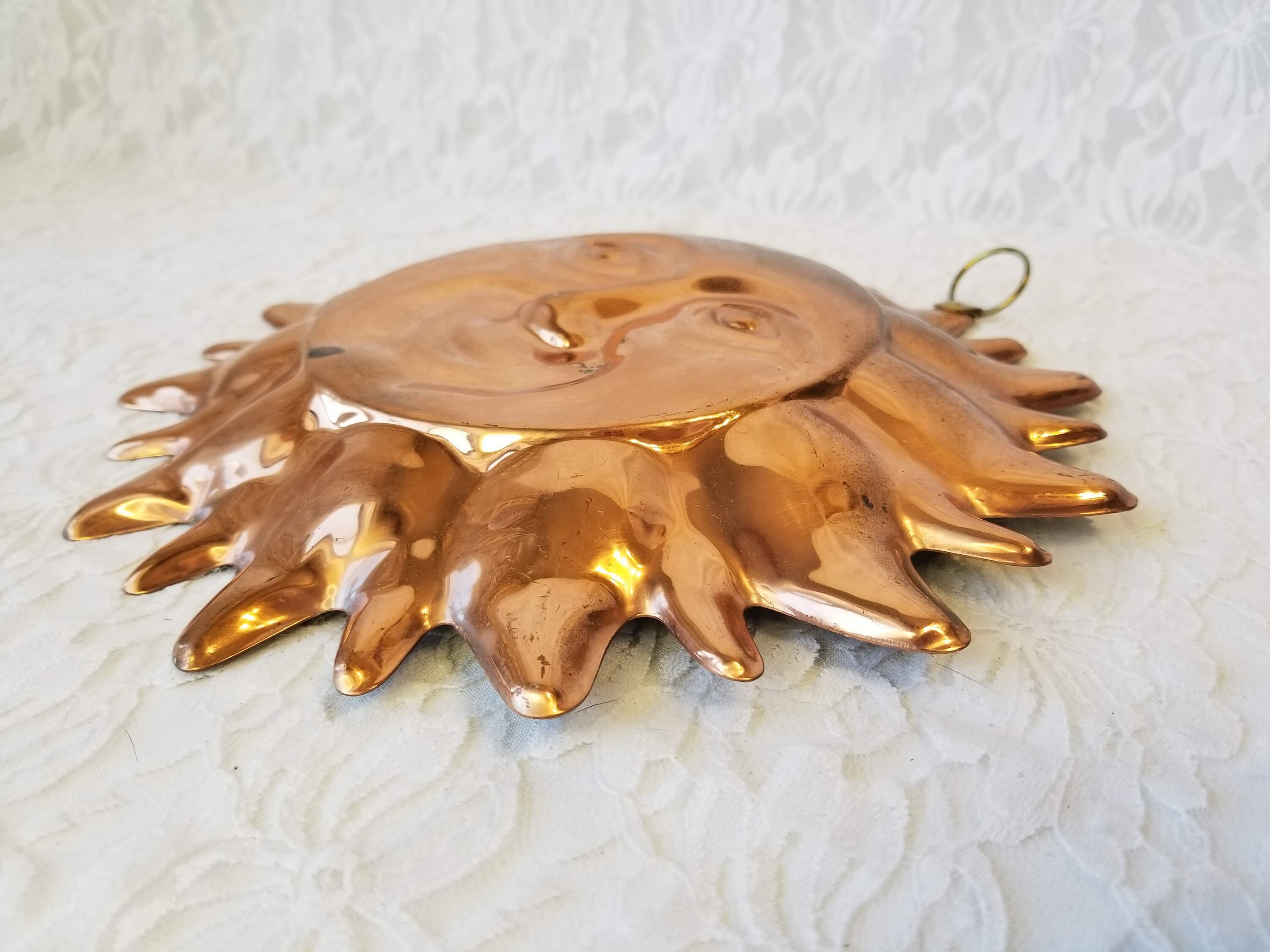 Copper Embossed Sun Wall Hanging Made in Mexico Mexican Folk Art 9