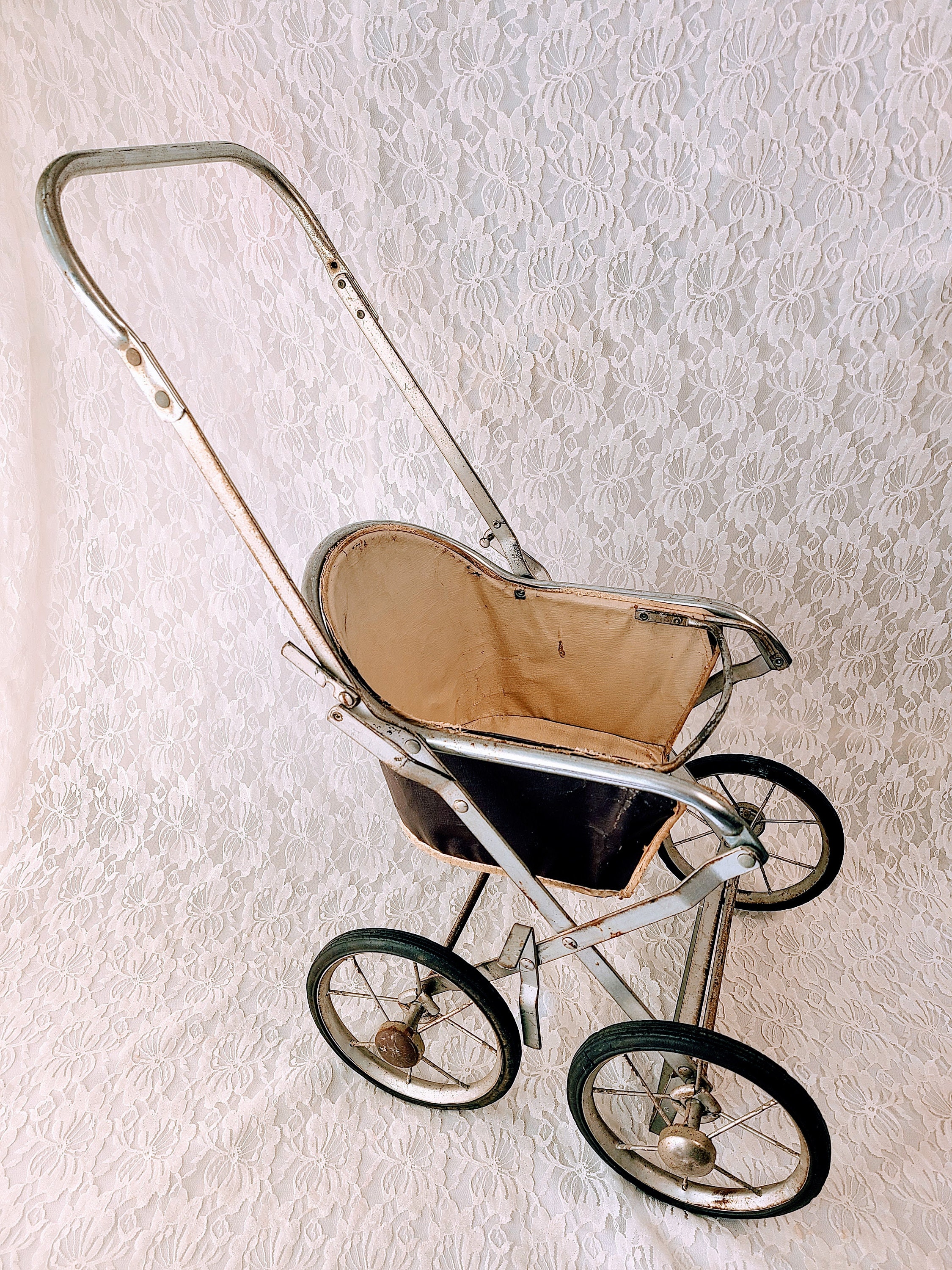 vintage metal doll stroller