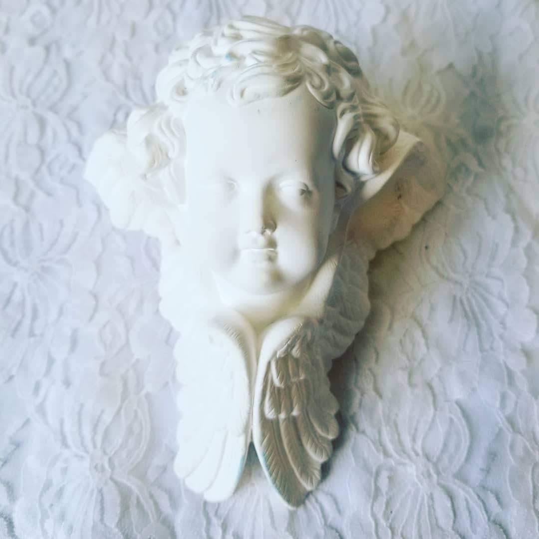 White Plaster You Paint Cherub Angel Drapery Scarf Swag Wall