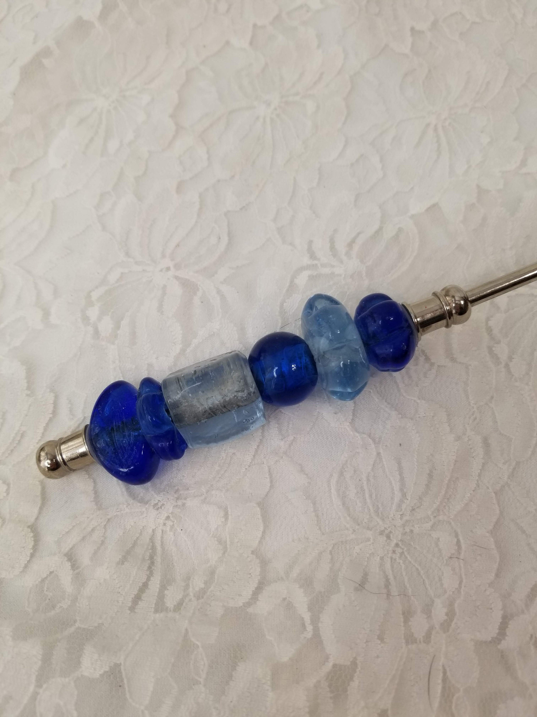 Candle Snuffer Silver Beaded Blue Glass beads Candle Snuffer Modern