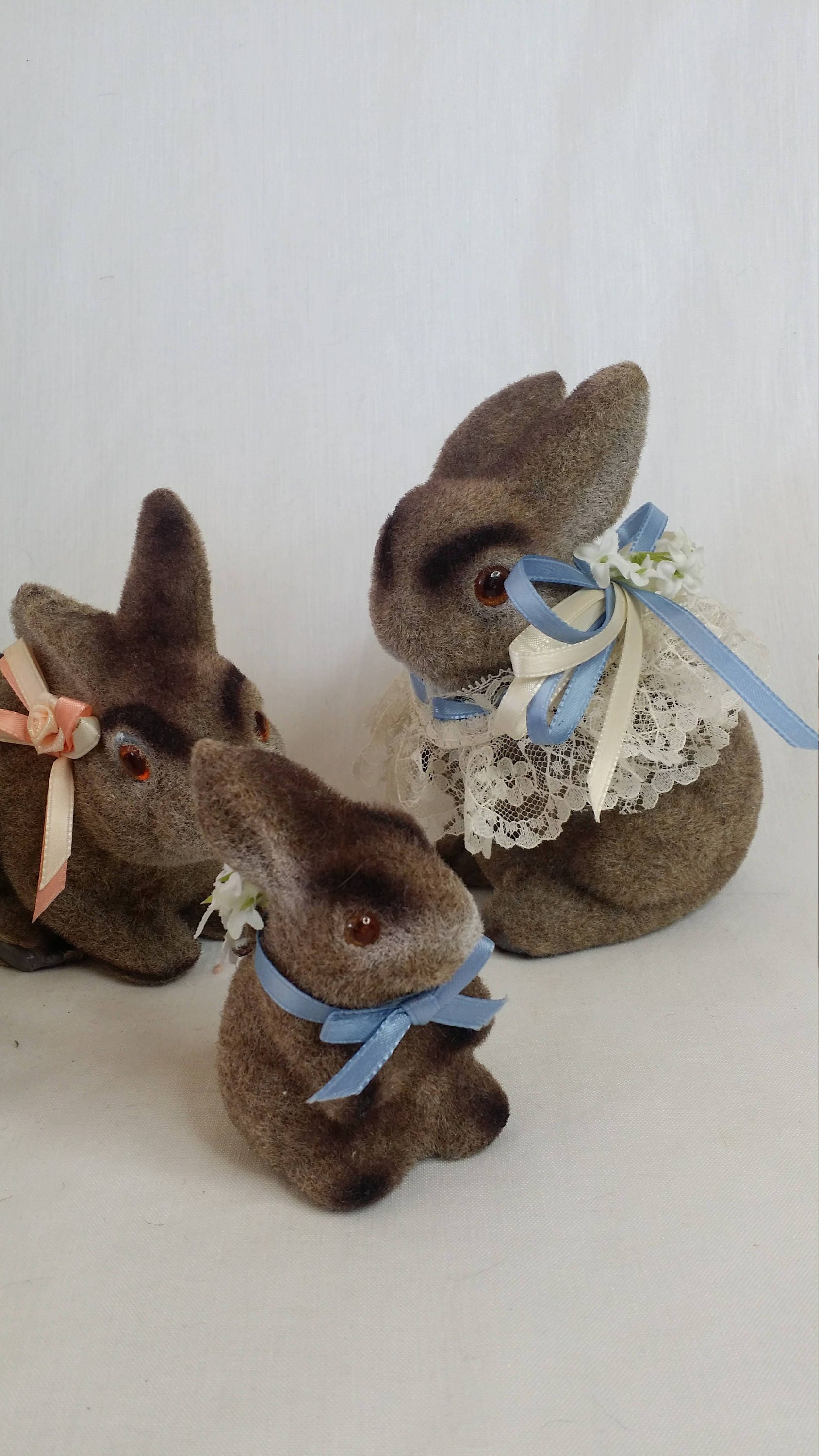 Flocked Decorative Bunny Rabbits Set of 5 Flocked Animal Toys from