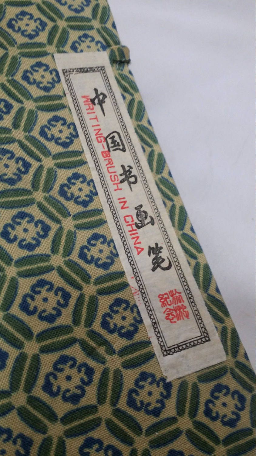 Vintage Chinese Calligraphy Set with Original Box Set of Ten Brushes Excellent Condition