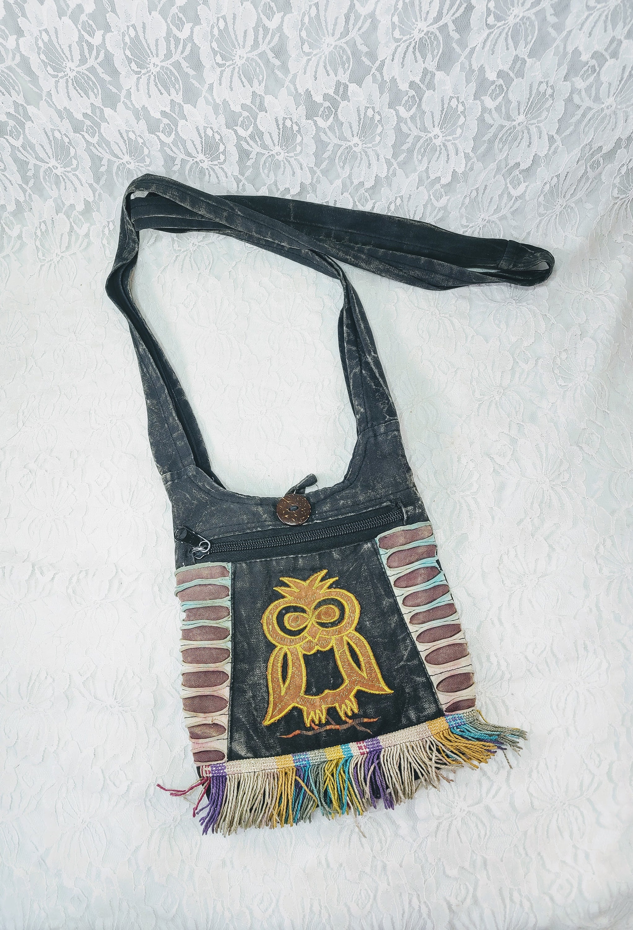 Wise Owl Recycled Textile Crossbody Purse Handbag ~ PERFECT for Phone and Wallet