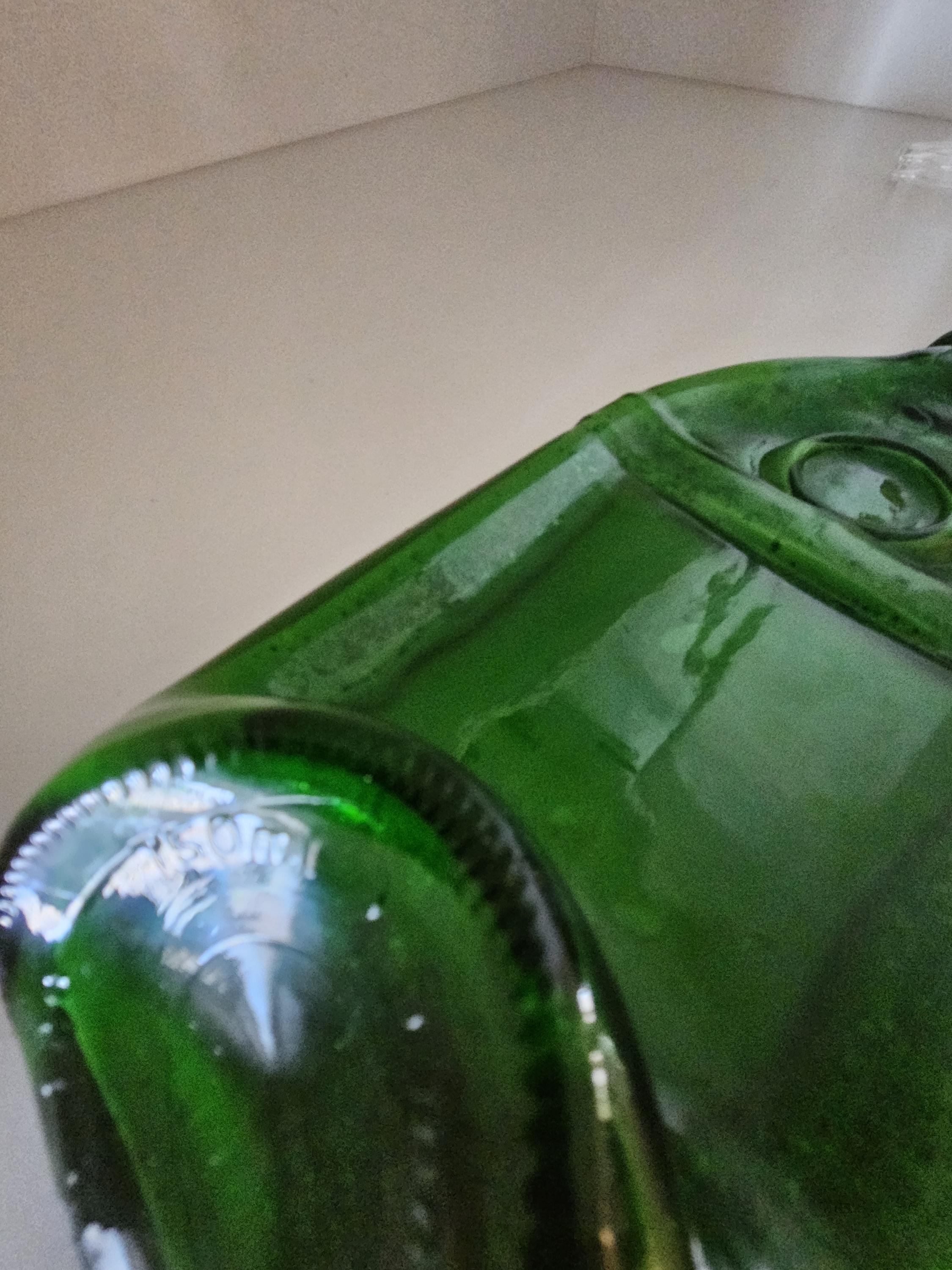 Tanqueray Bottle Melted Flat Into a Serving Tray With Green Glitter and