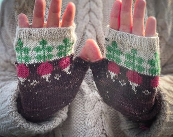 DIGITAL ITEM. Rad Radish Mitts PDF knitting instructions