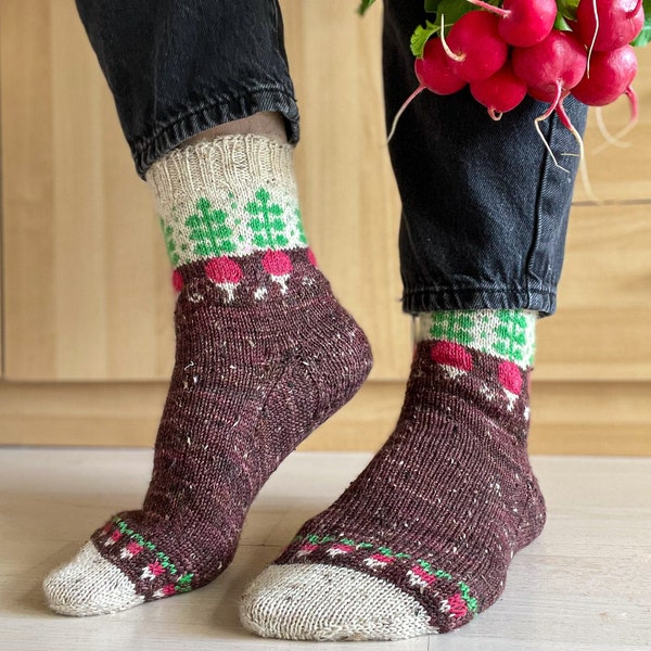 DIGITAL ITEM Rad Radish socks knitting instructions